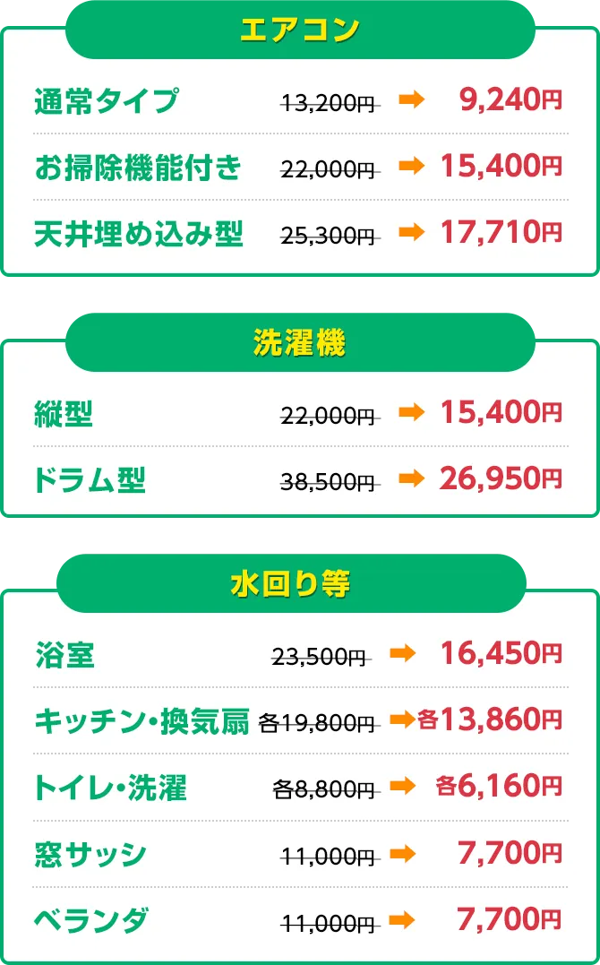 エアコン 洗濯機 水回り等